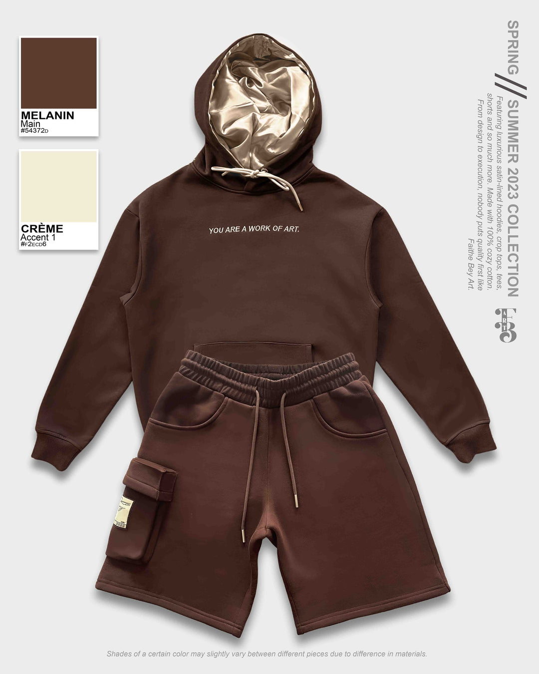 Melanin Satin-Lined Pullover Hoodie & Shorts Set