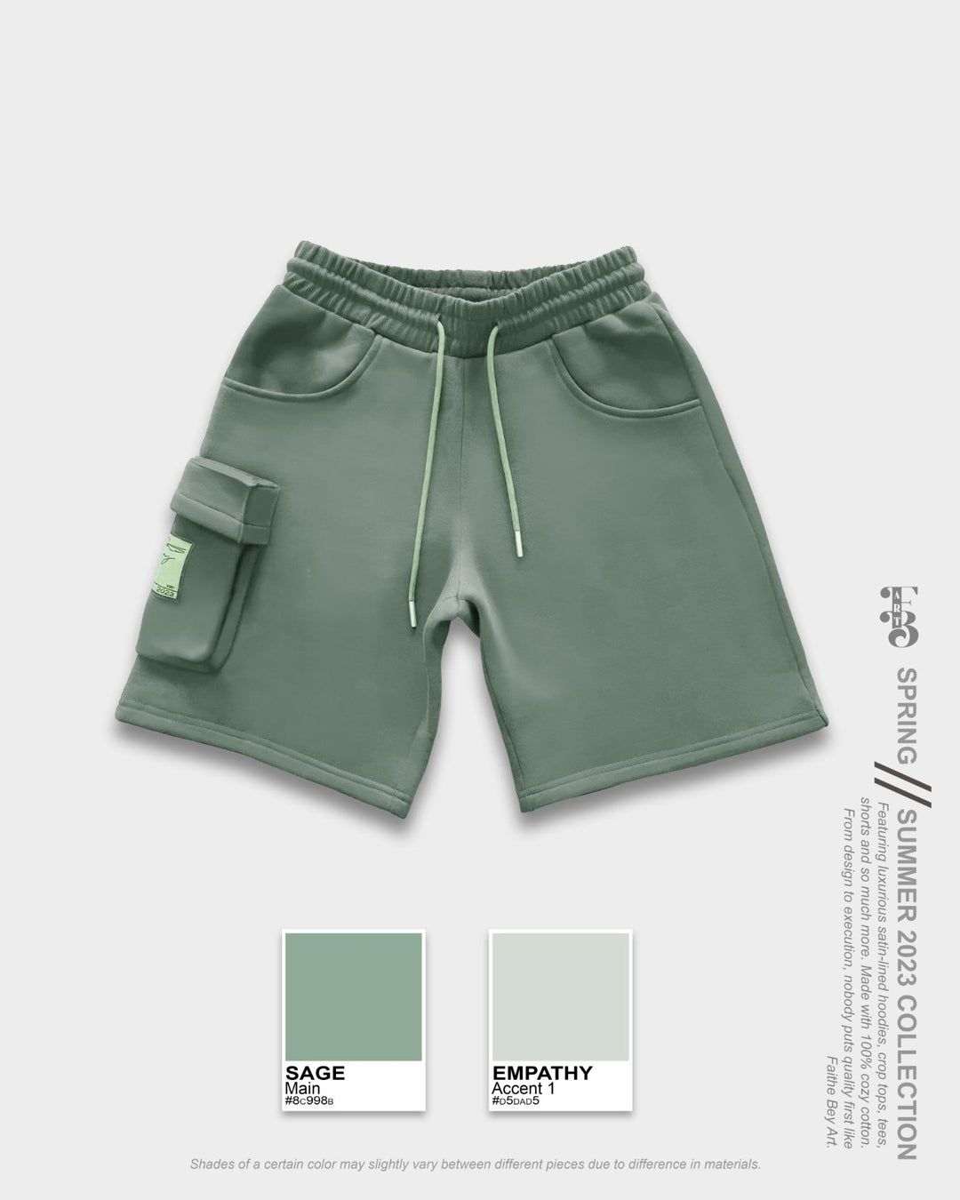 Sage Satin-Lined Zip-Up Hoodie & Shorts Set