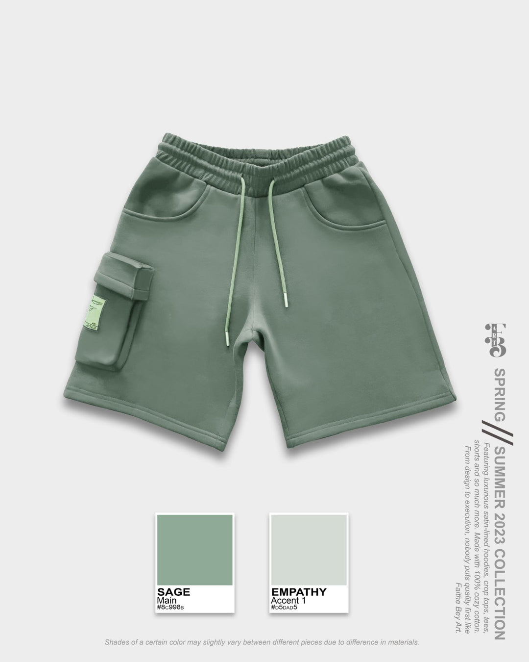 Sage Satin-Lined Pullover Hoodie & Shorts Set