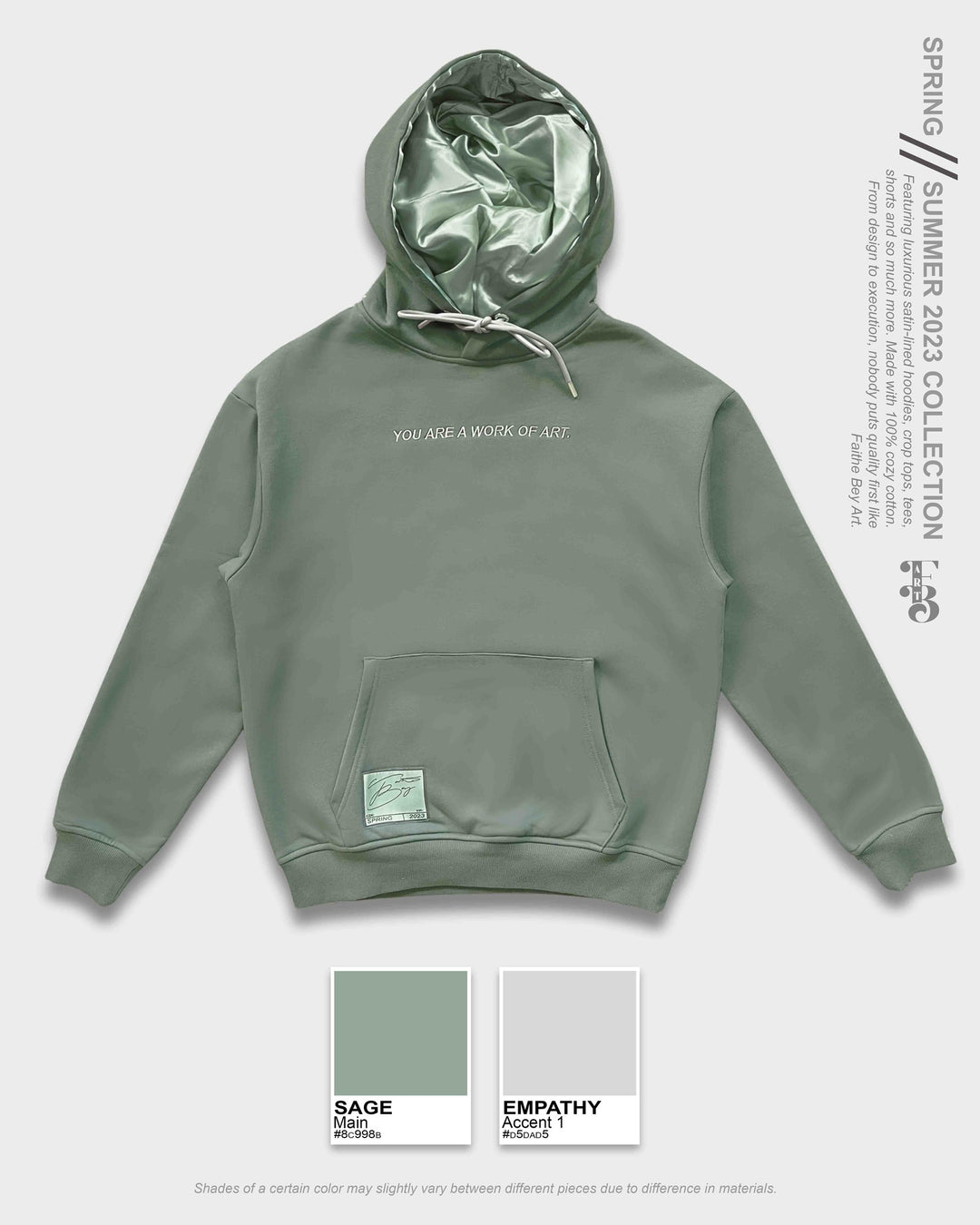 Sage Satin-Lined Pullover Hoodie & Shorts Set