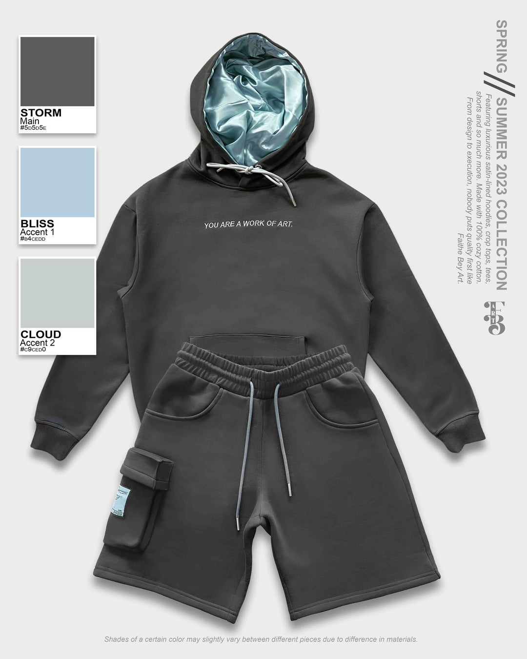 Storm Satin-Lined Pullover Hoodie & Shorts Set