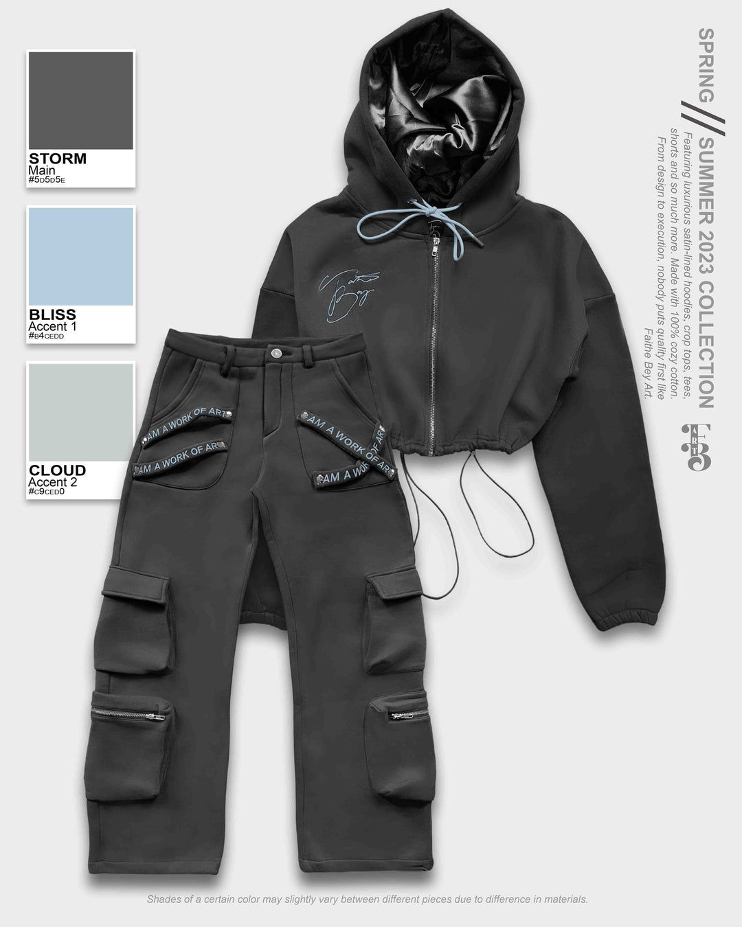 Storm Satin-Lined Cropped Zip-Up Hoodie & Cozy Cargos Set