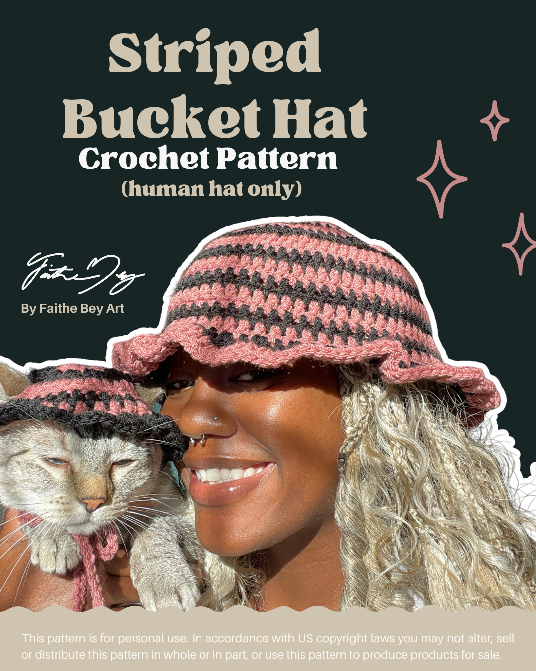 Striped Bucket Hat - Crochet Pattern