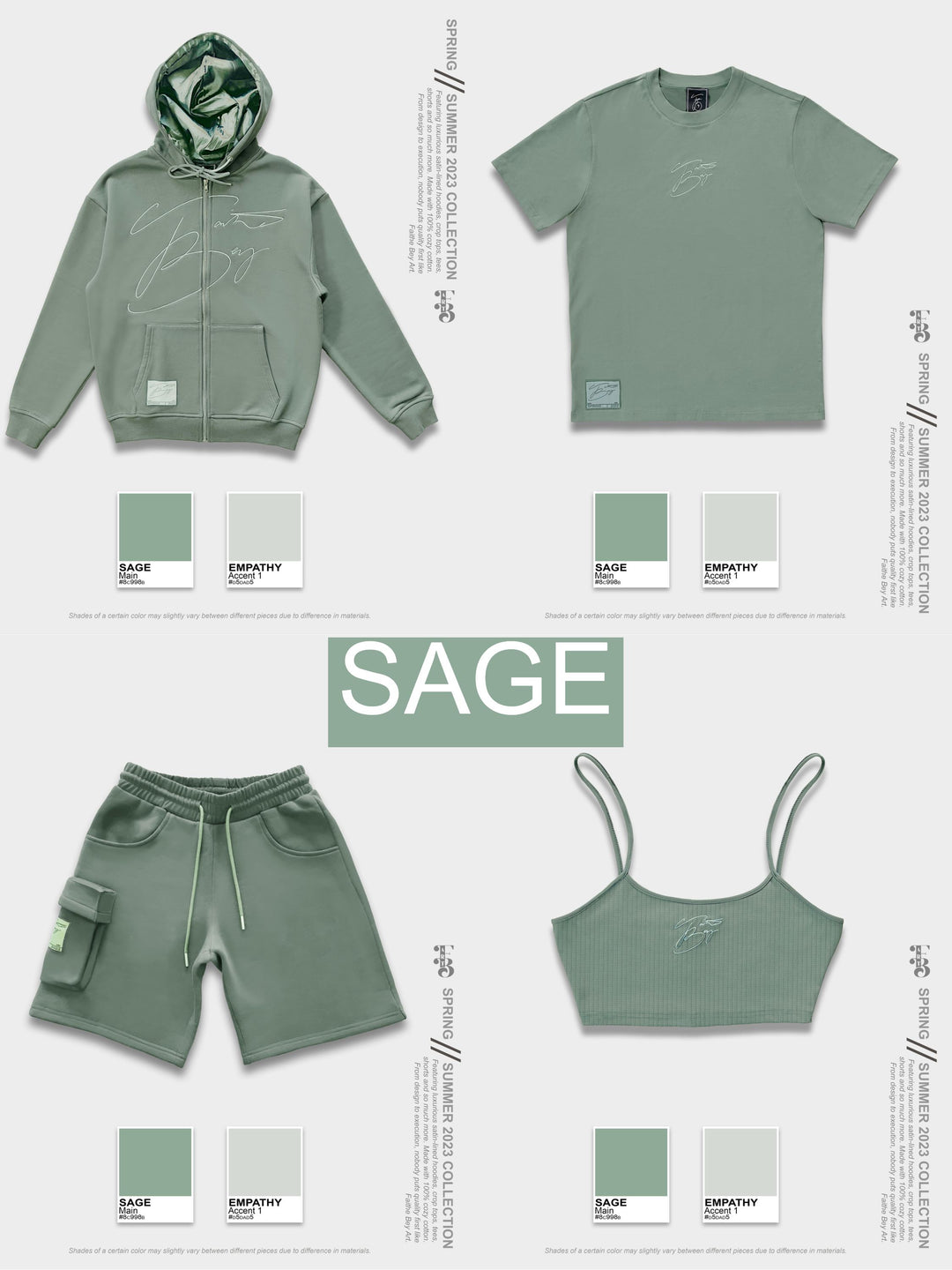 Sage Satin-Lined Zip-Up Hoodie & Shorts Set